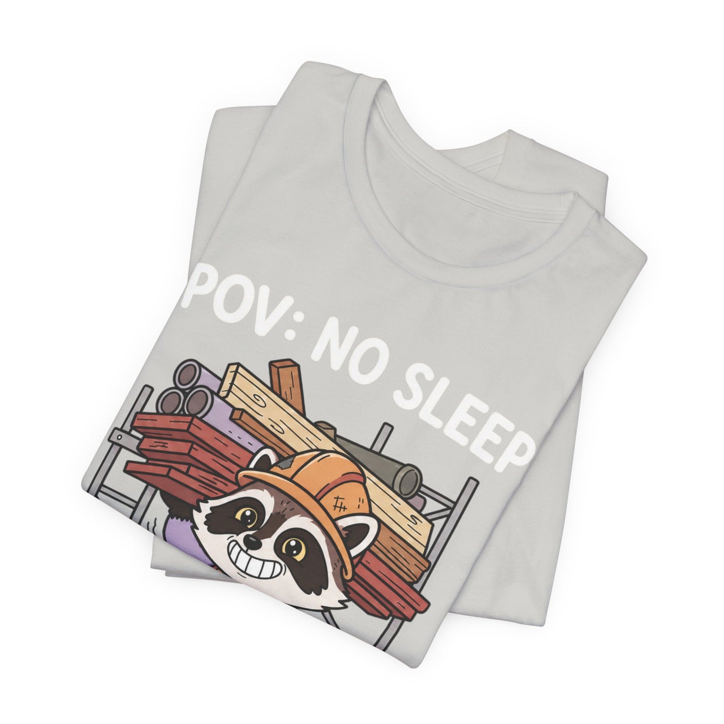 No Sleep Work Only Trash Panda Funny Raccoon Construction T-Shirt | Cute Trades Mascot Tee