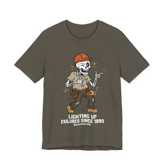 Lighting Up Failures Since 1890 Electrician Life T-Shirt | Retro Sparky Tee | Trades Humor Gift