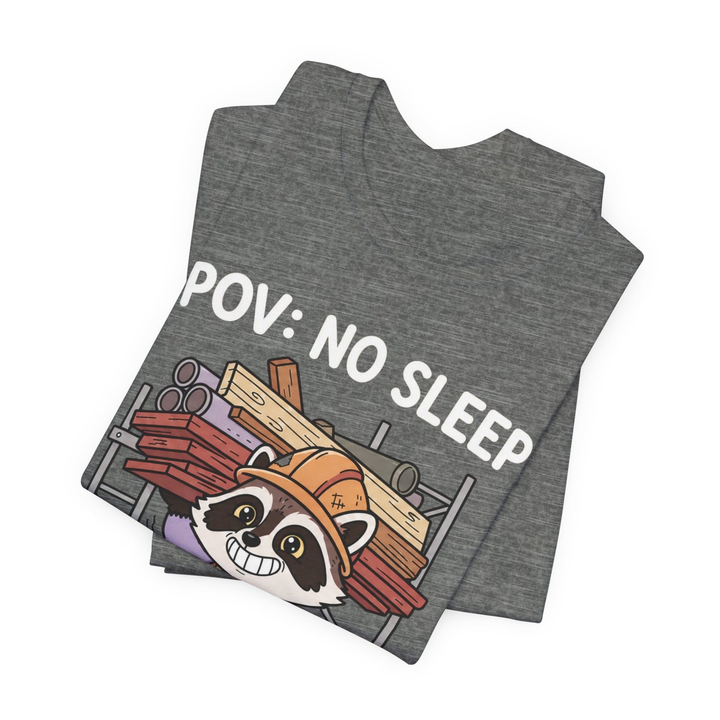 No Sleep Work Only Trash Panda Funny Raccoon Construction T-Shirt | Cute Trades Mascot Tee