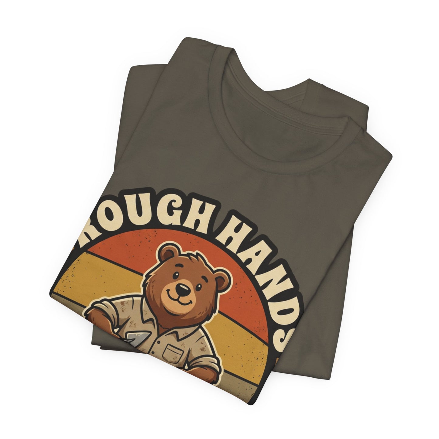 Rough Hands Heart Of Gold Mason Life Bear Retro T-Shirt | Bricklayer Mascot Tee | Cute Trades Gift