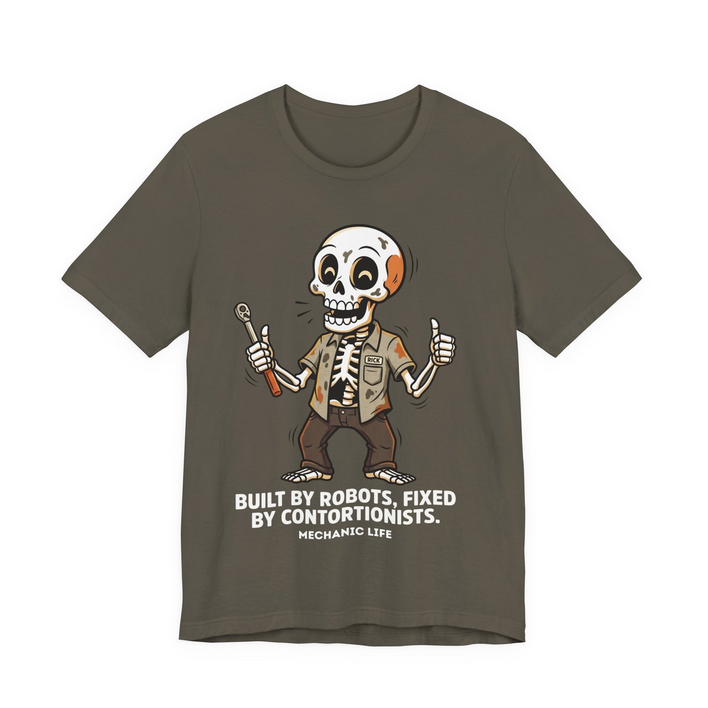 Built By Robots Fixed By Contortionists Funny Mechanic T-Shirt | Mechanic Life Tee | Trades Humor Gift