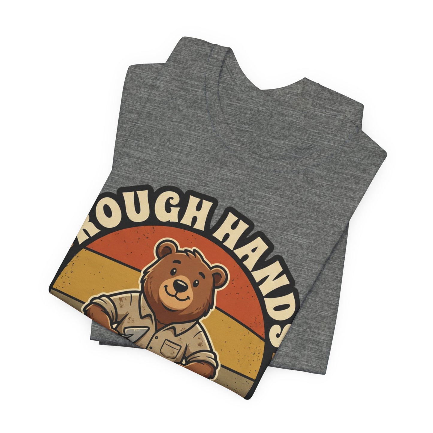 Rough Hands Heart Of Gold Mason Life Bear Retro T-Shirt | Bricklayer Mascot Tee | Cute Trades Gift