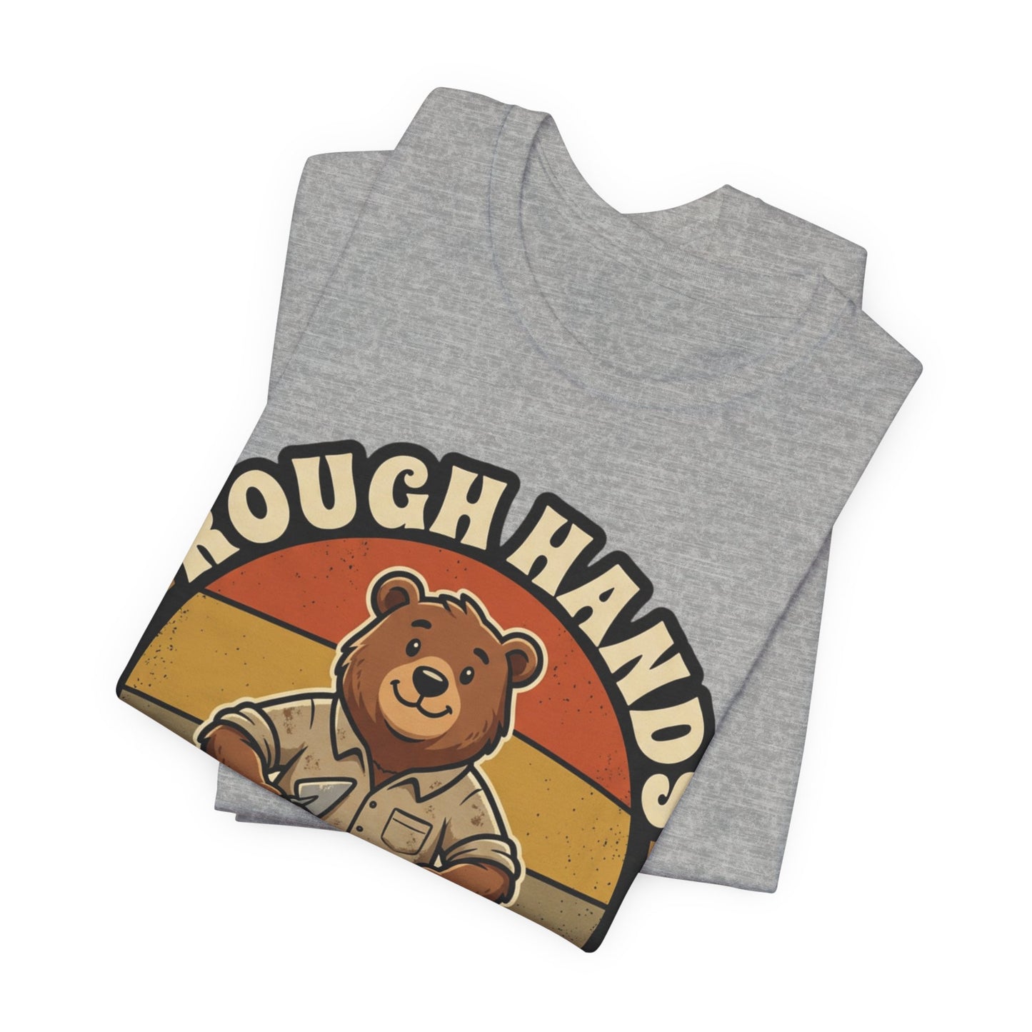 Rough Hands Heart Of Gold Mason Life Bear Retro T-Shirt | Bricklayer Mascot Tee | Cute Trades Gift