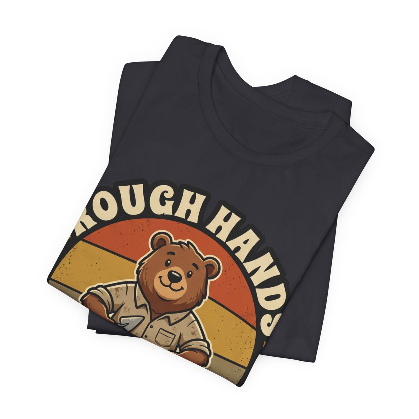 Rough Hands Heart Of Gold Mason Life Bear Retro T-Shirt | Bricklayer Mascot Tee | Cute Trades Gift
