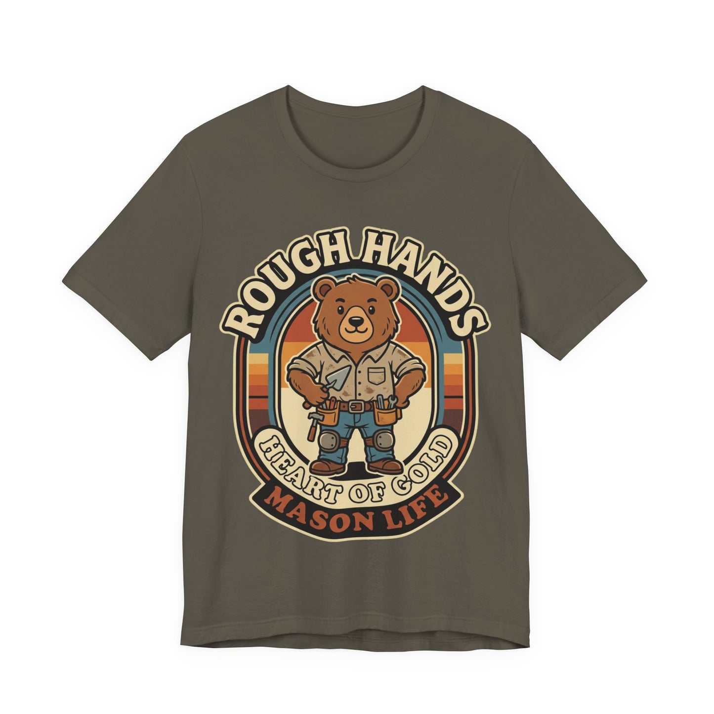Rough Hands Heart Of Gold Mason Bear T-Shirt | Cute Bricklayer Tee | Trades Mascot Gift