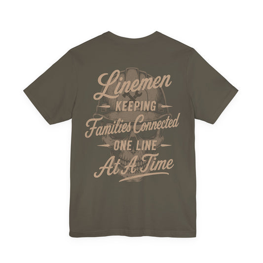 Linemen Keeping Families Connected One Line At A Time T-Shirt | Lineman Gift | Skilled Trades Society
