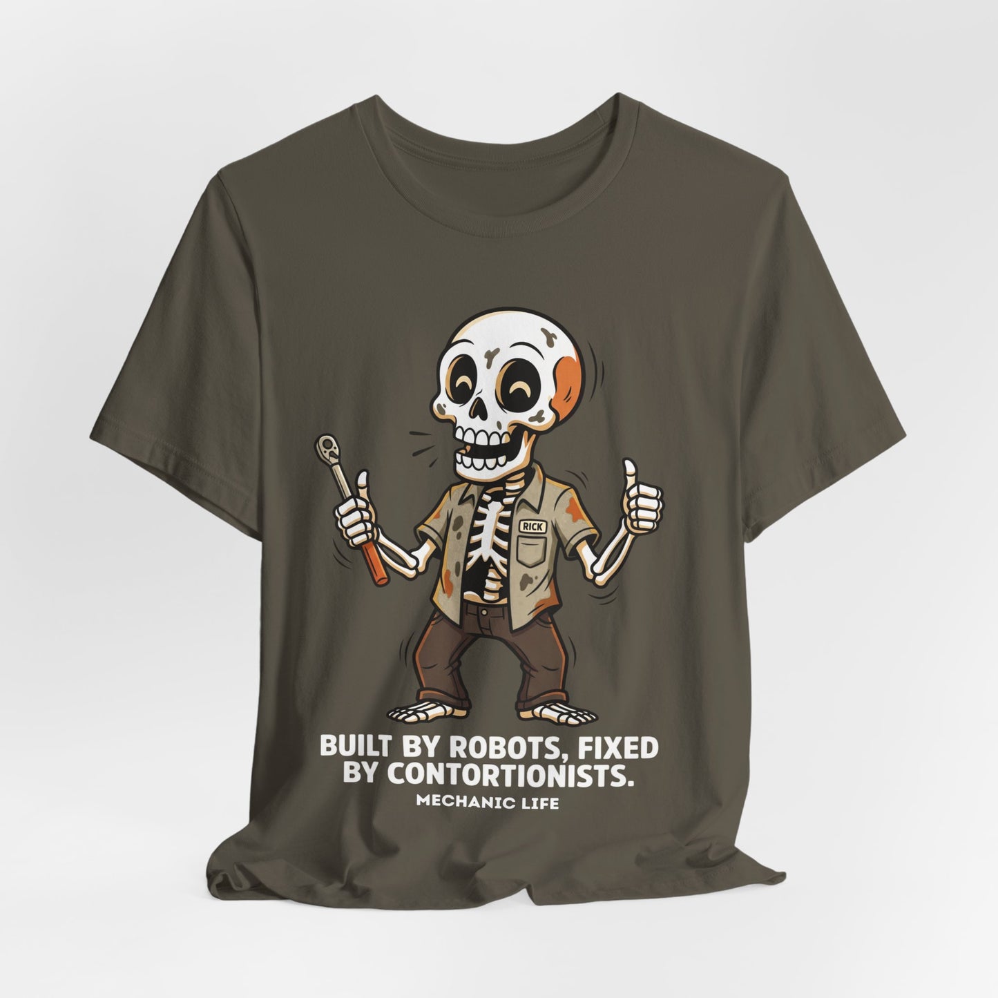 Built By Robots Fixed By Contortionists Funny Mechanic T-Shirt | Mechanic Life Tee | Trades Humor Gift