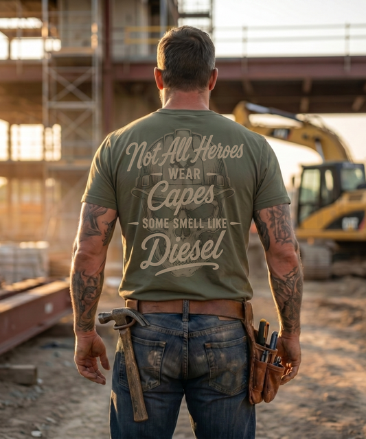 Not All Heroes Wear Capes Diesel Mechanic T-Shirt -Some Smell Like Diesel -Skilled Trades Society