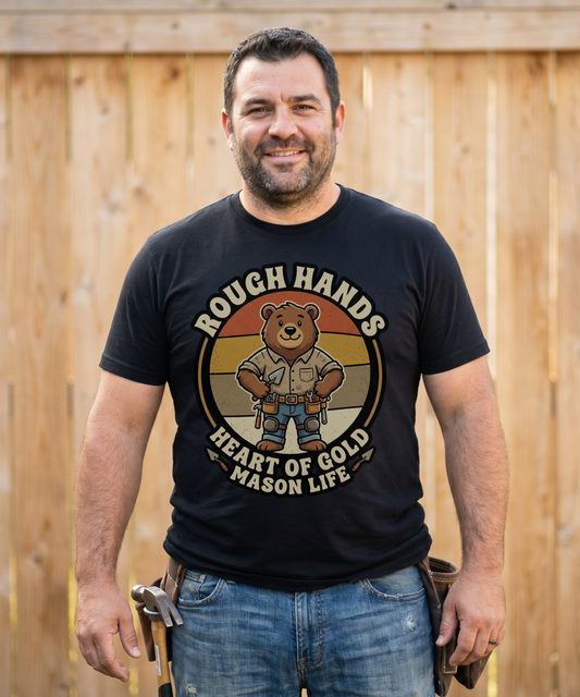 Rough Hands Heart Of Gold — Bear Retro Tee