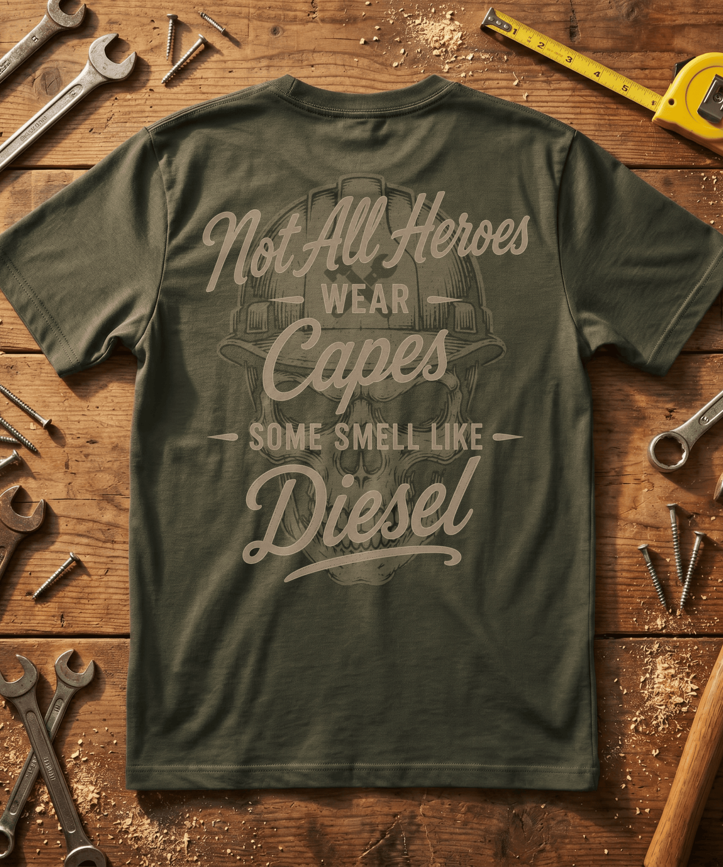 Not All Heroes Wear Capes Diesel Mechanic T-Shirt -Some Smell Like Diesel -Skilled Trades Society
