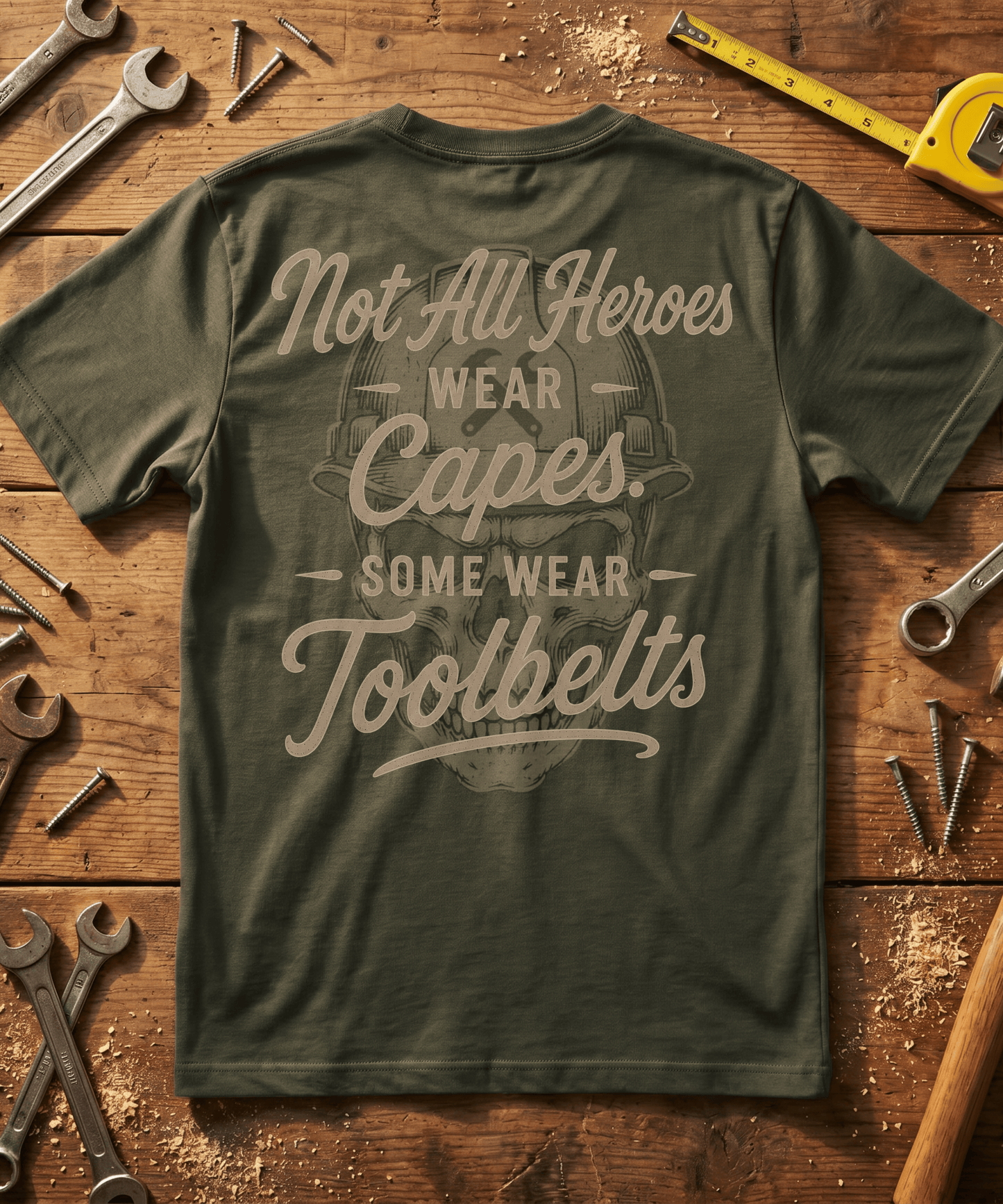 Not All Heroes Wear Capes Some Wear Toolbelts T-Shirt -Skilled Trades Gift -Skilled Trades Society