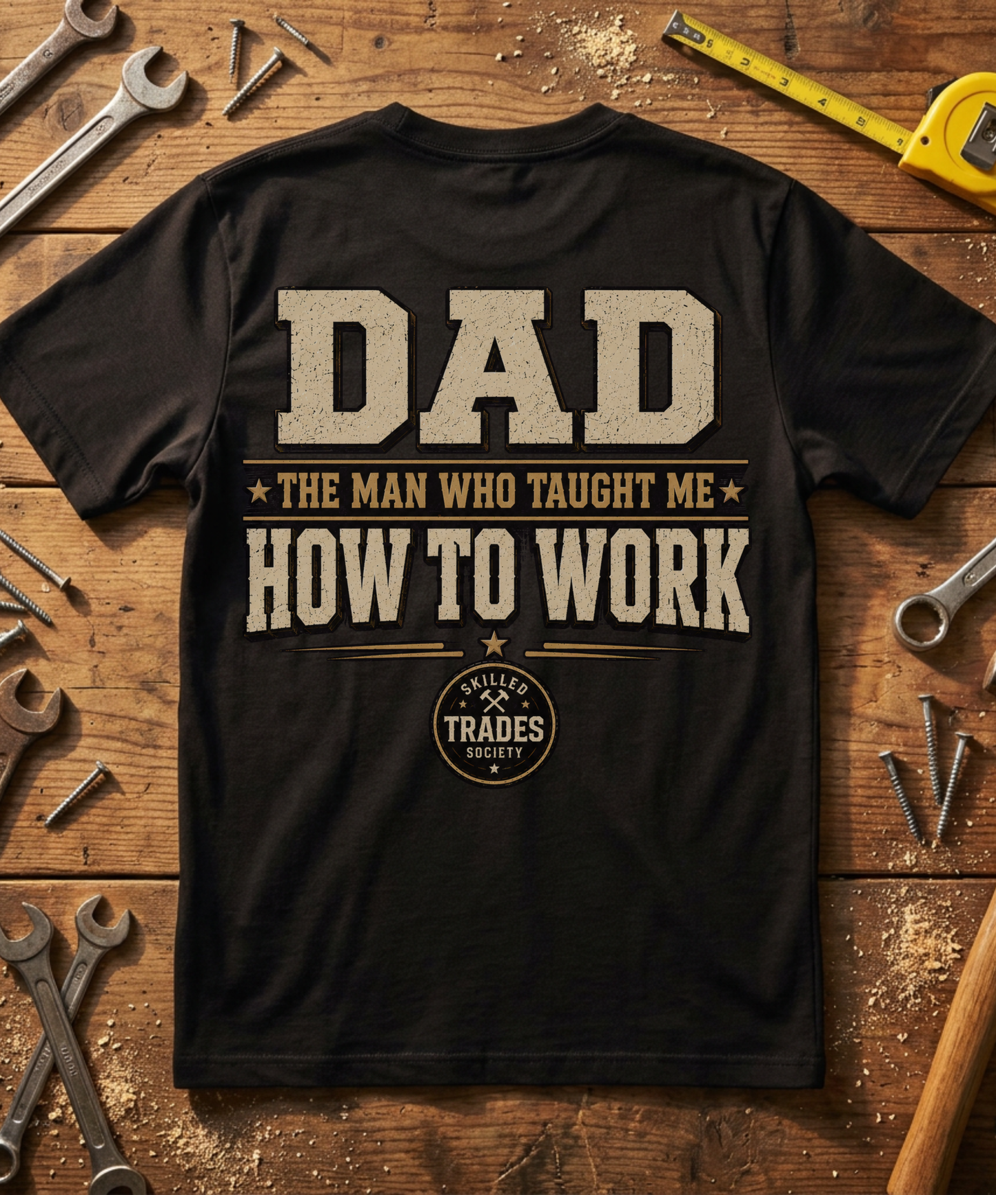 Dad Taught Me How To Work — Text Tee