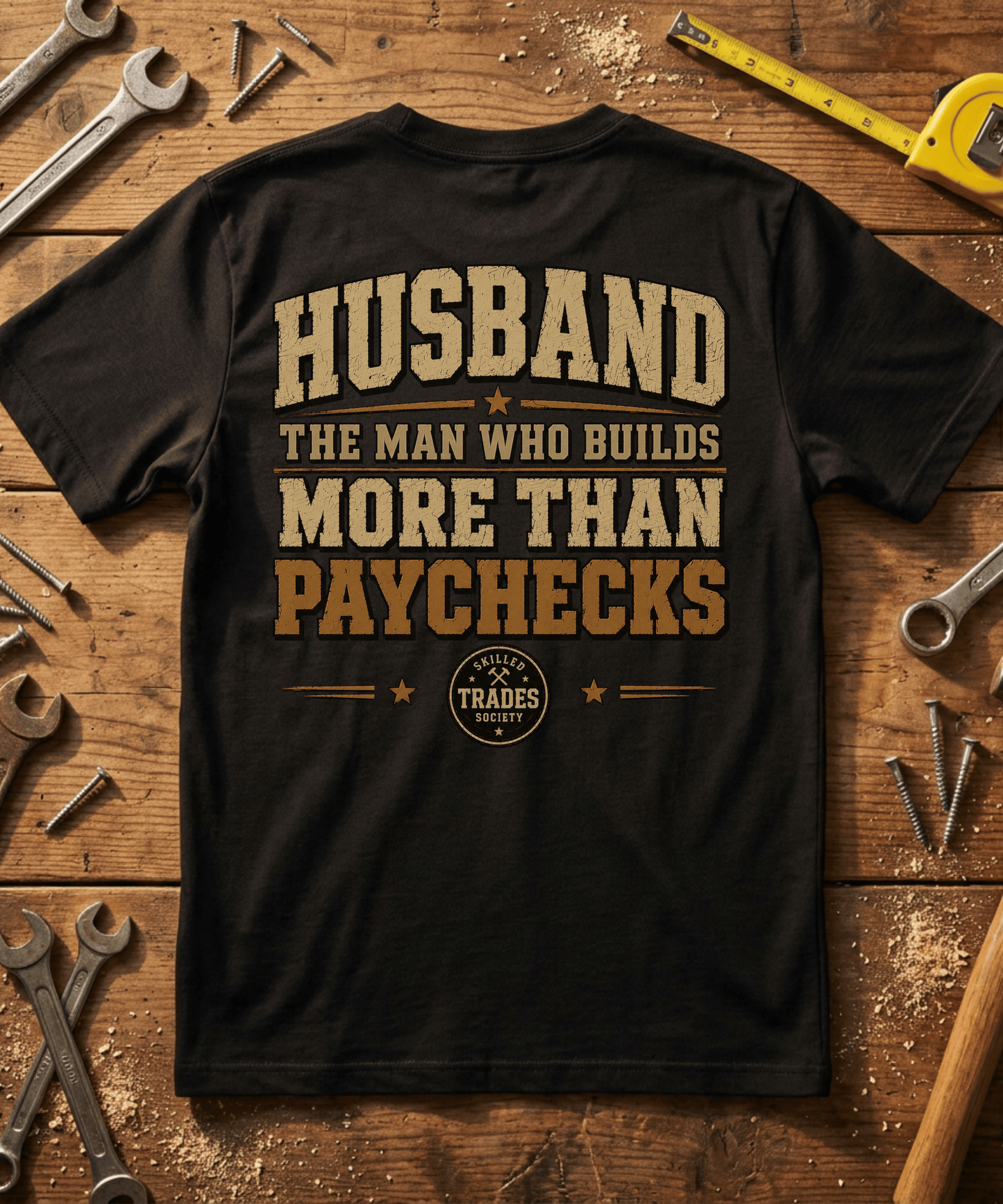 Husband Builds More Than Paychecks Tee