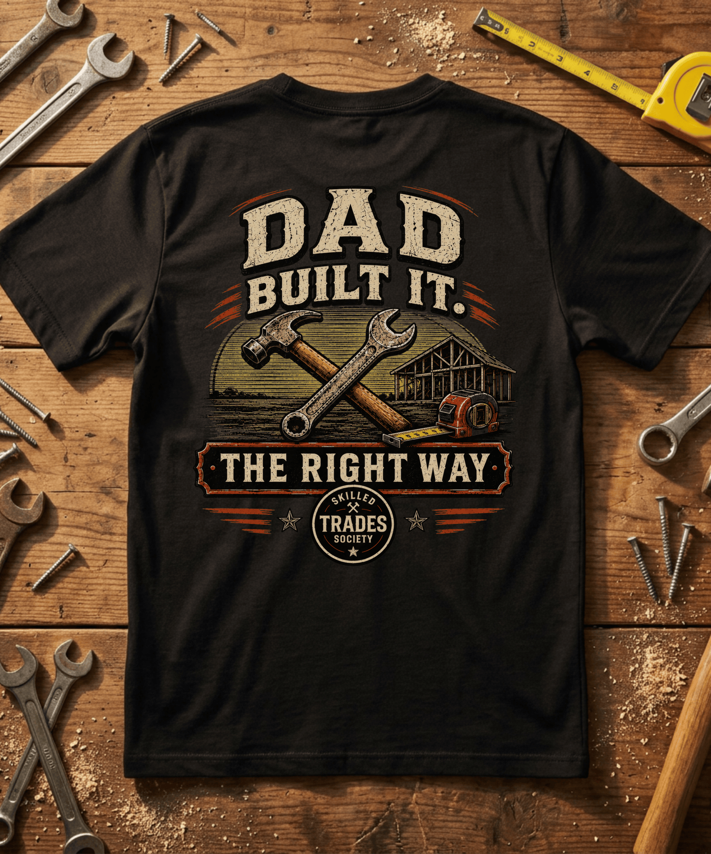 Dad Built It The Right Way T-Shirt - Skilled Trades Society - Gift for Tradesman Dad