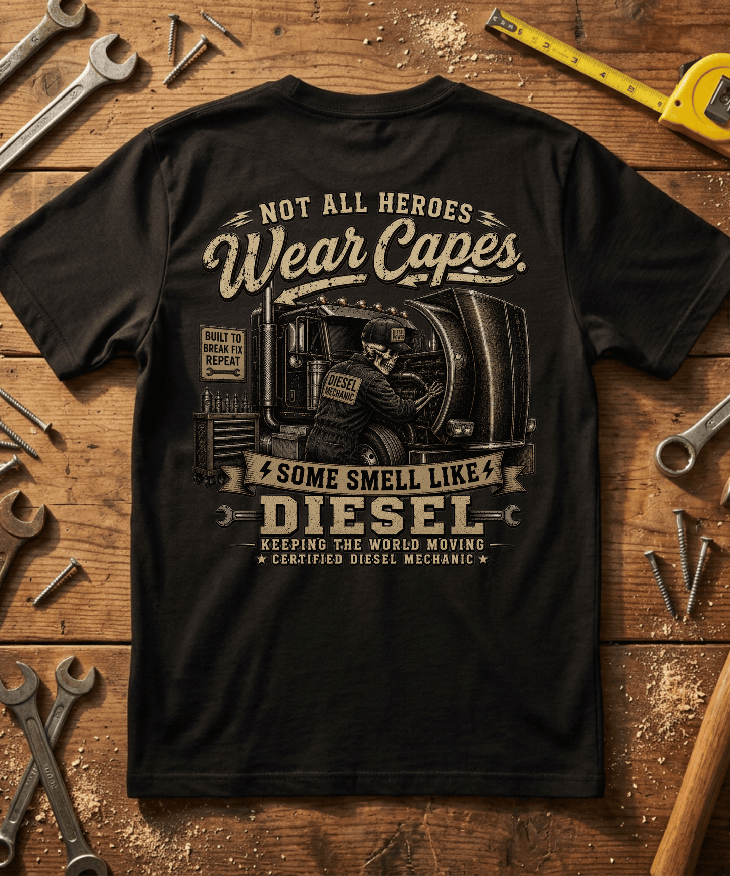 Not All Heroes Wear Capes Some Smell Like Diesel T-Shirt -Diesel Mechanic Gift -Skilled Trades Society