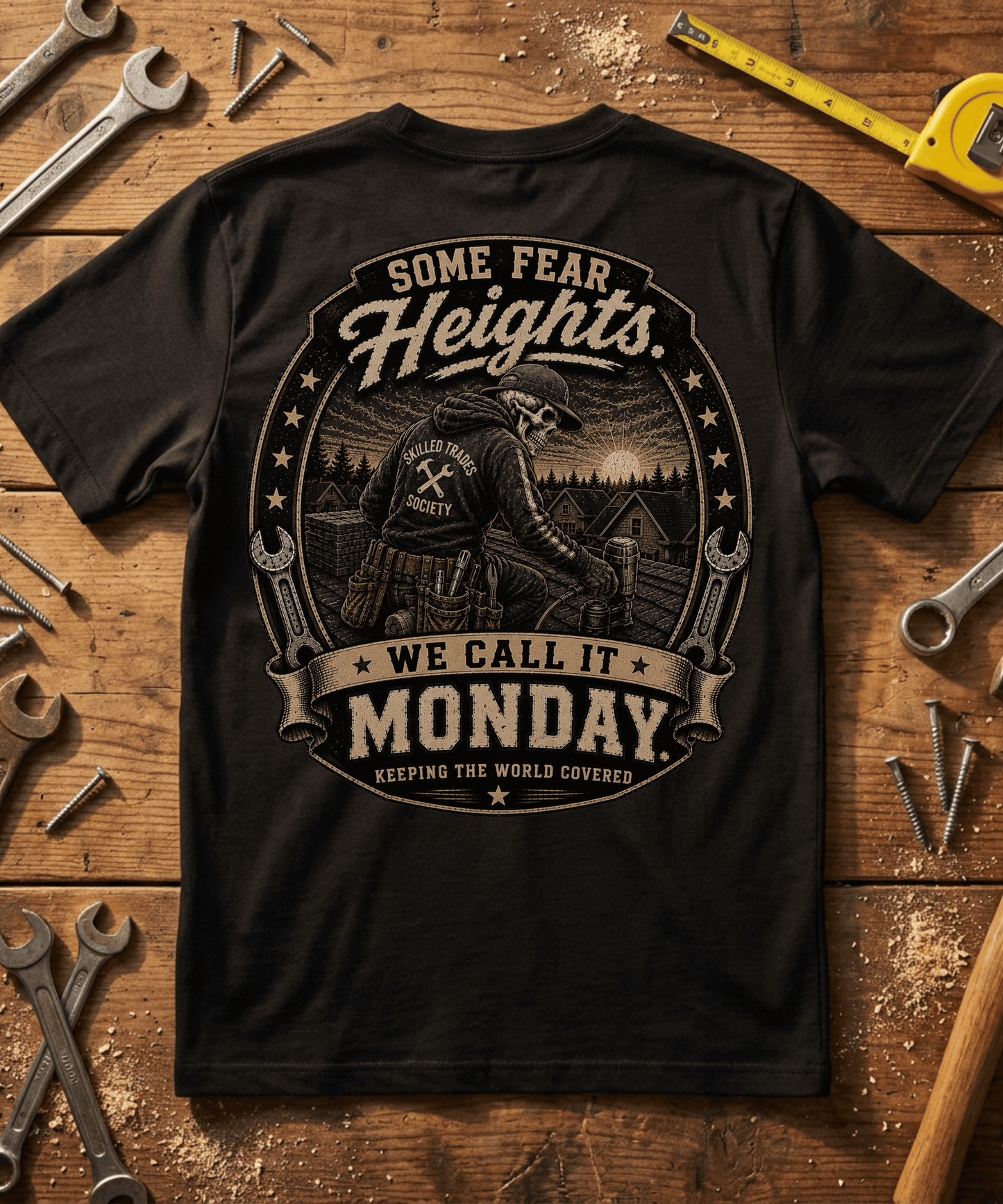Some Fear Heights We Call It Monday — Roofer Tee