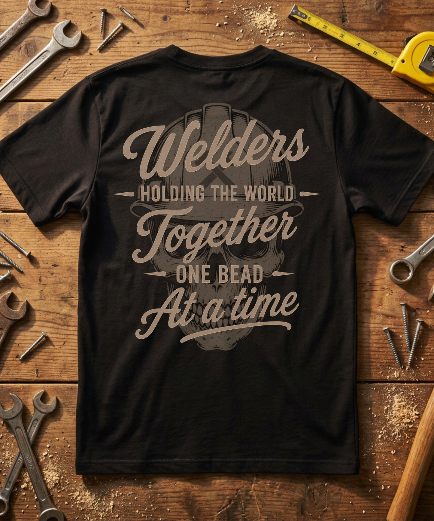 Welders Holding The World Together One Bead At A Time T-Shirt - Welder Gift - Skilled Trades Society